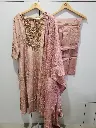 Blush Pink Crush Glass Tissue Hand Worked Kurta Set