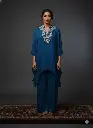 Royal Blue Pure HO Silk Embroidered Co-Ord Set