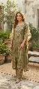 Olive Gold Pure Glass Tissue Kurta Set