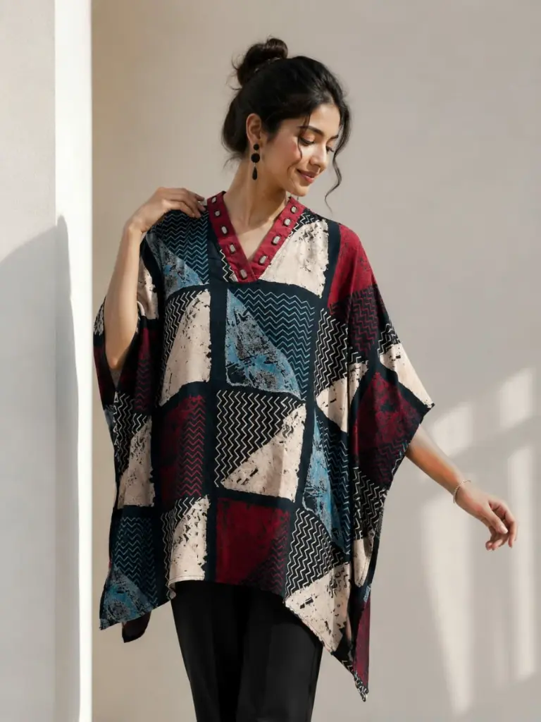 Mosaic Charm Modal Silk Kaftan Tunic
