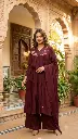 Wine Blossom Premium Soft Chinon Kurta Set