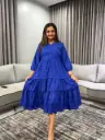 Royal Blue Premium Cotton Tiered Dress