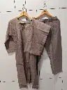 Dusty Taupe Zari Yoke Banarasi Mull Chanderi Kurta Set