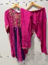 Premium Banarasi Mull Chanderi Floral hand work Kurta Set