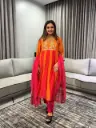 Premium Banarasi Mull Chanderi Floral Zari Kurta Set