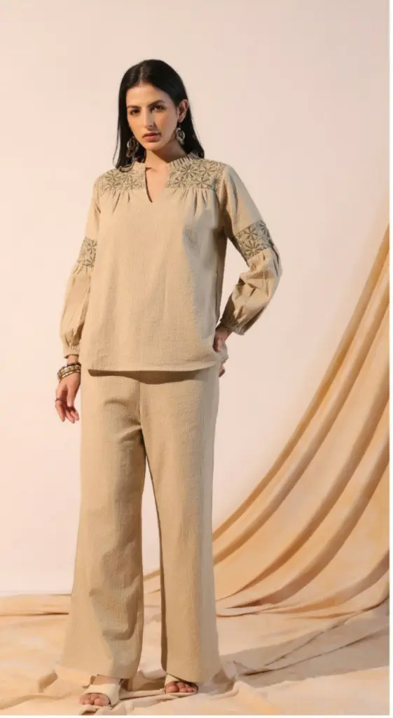 Premium Textured Viscose Embroidered Co-Ord Set