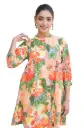 Orange & Green Mal Cotton Floral A-line Tunic