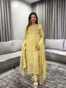 Olive Gold Festive Tissue Kurta Set