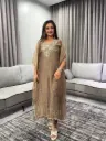 Antique Bronze Embellished Glass Tissue Kaftan Set