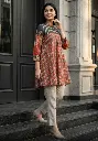 Terracotta Rust Ajrakh Print Pure Muslin Tunic