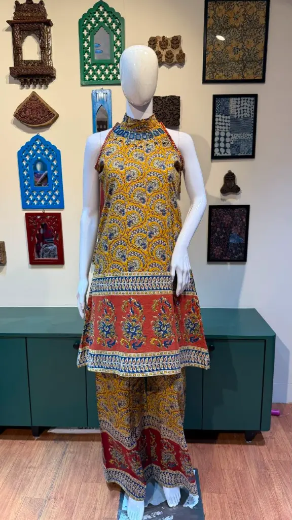 Kalamkari Mustard Flex Cotton Co-Ord Set