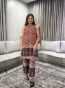 Rust Red Kalamkari Print Halter Neck Flex Cotton Co-ord Set