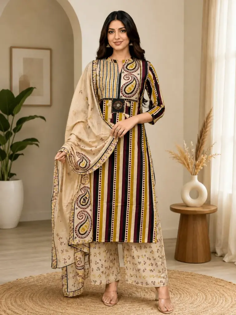 Heritage Paisley Stripe Cotton 3-piece set
