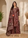 Maroon Heritage Stripe Pure Cotton 3-Piece Set