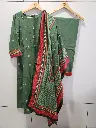 Mehendi Green Floral Embroidered Pure Cotton Kurta Set
