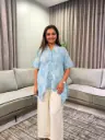 Sky Bloom Floral Pure Cotton Tunic