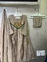 Muted Gold Hand-Worked Patch Yoke Banarasi Mull Chanderi Anarkali Set