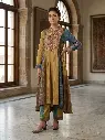 Olive & Blue Multi-Panel Hand-Worked Dola Silk Kurta Set