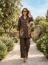 Mocha Brown Tulip Applique Pure Cotton Co-Ord Set