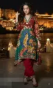 Rust Red Kalamkari Peacock Print Natural Crepe Kurta Set