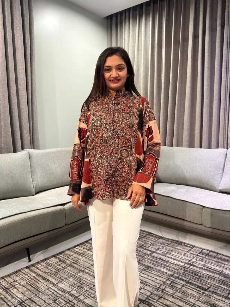 Rust & Beige Kalamkari Print Pure Cotton Shirt