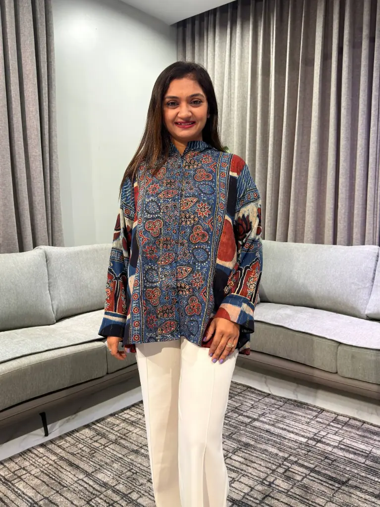 Indigo & Rust Kalamkari Print Pure Cotton Shirt