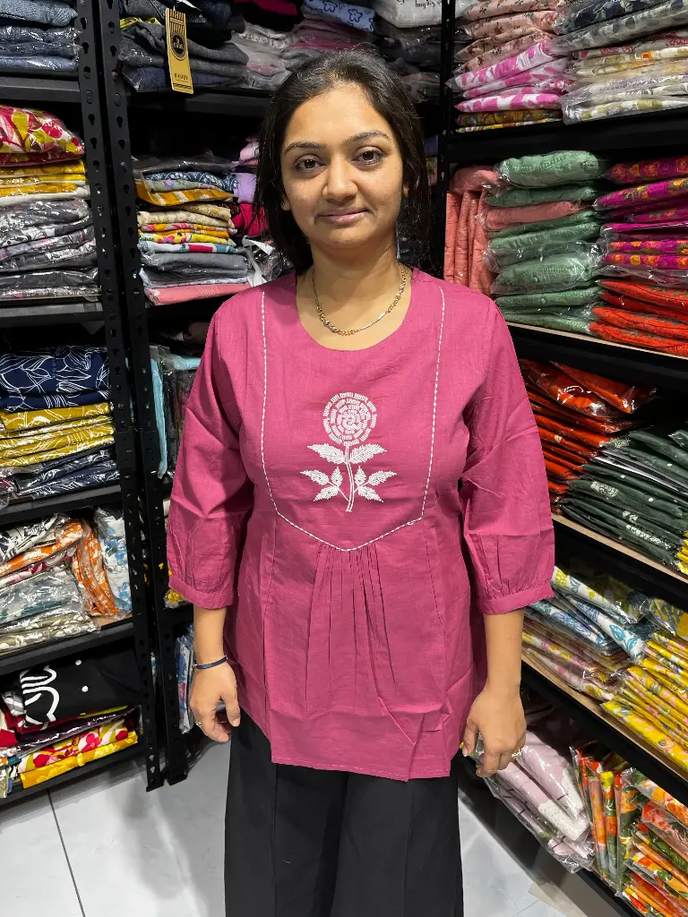 Pink Pure Cotton Solo Flower Tunic