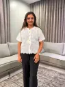 Pure White Schiffli Embroidered Free Size Linen Top