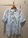 Powder Blue Butterfly Schiffli Embroidered Free Size Long Linen Top