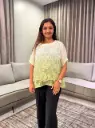 Ombre Olive Green Floral Embroidered Free Size Linen Top