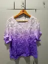 Ombre Lavender Purple Floral Embroidered Free Size Linen Top