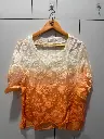 Ombre Orange Floral Embroidered Free Size Linen Top