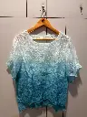 Ombre Aqua Blue Floral Embroidered Free Size Linen Top