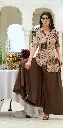 Beige & Chocolate Brown Patchwork Printed Muslin Co-ord Set
