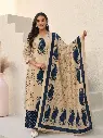 Indigo Paisley Printed Pure Soft Cotton Kurta Set with Palazzo & Dupatta