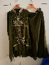 Olive Zari Bloom Pure Chinon Indo-Western Set 