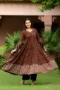 Chocolate Bandhani Bloom Pure Cotton Kurta Set