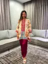 Off-White & Magenta Heritage Printed Modal Satin Silk Co-Ord Set