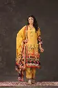 Mustard Yellow Viscose Crepe Embroidered Yoke 3-Piece Kurta Set