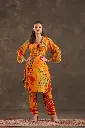 Mustard Yellow Viscose Crepe Printed Kurta Palazzo Set with Dupatta