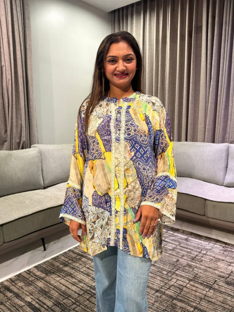 Pastel Paisley Viscous Crepe Top