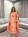 Rose Gold Angrakha Metallic Festive Tissue Suit Set