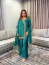 Emerald Green Dola Silk Angrakha Sharara Co-Ord Set