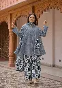 Blue Striped Cotton A-Line Co-Ord Set