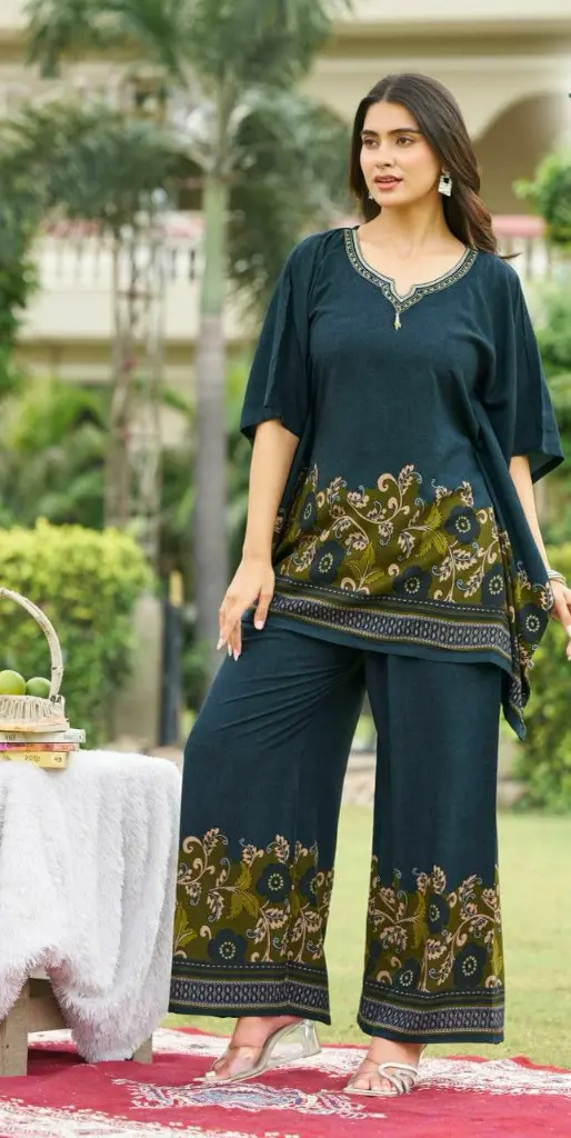 Midnight Floral Discharge Rayon Co-Ord Set