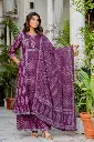 Purple Floral Print Cotton Kalidar Kurta Set
