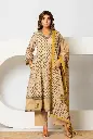 Beige & Mustard Floral Printed Mull Cotton Anarkali Set