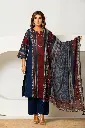 Navy & Maroon Geometric Ajrakh Printed Mull Cotton Kurta Set