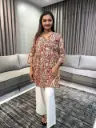 Maroon Pure Cotton Paisley Printed A-line Tunic