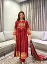Elegant Maroon Floral Yoke Anarkali Suit Set by Pravra Fashion